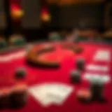 Elegant baccarat table setup with cards and chips