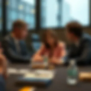 Business meeting discussing risk and investment strategies