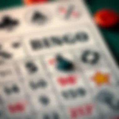 A close-up of unique bingo card elements and symbols