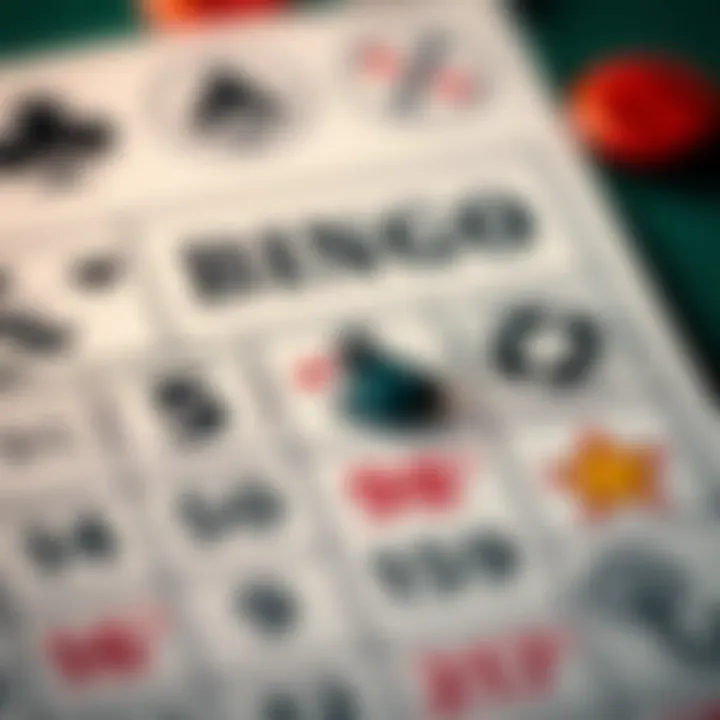A close-up of unique bingo card elements and symbols
