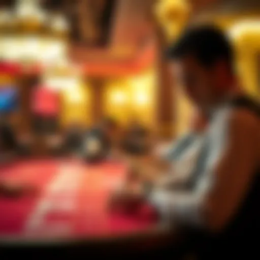 Blackjack dealer managing a game