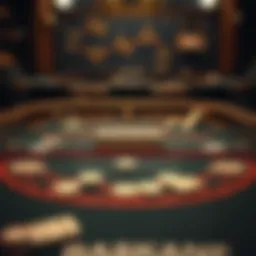 Game table layout of blackjack with cards