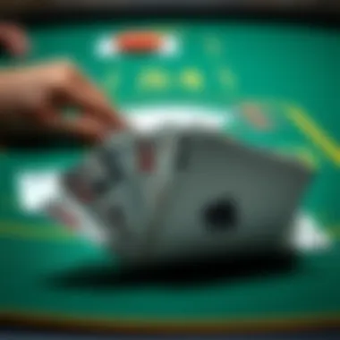 Close-up of cards on a blackjack table