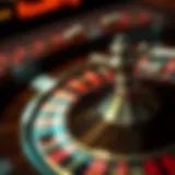 Overview of roulette wheel showing numbers and layout