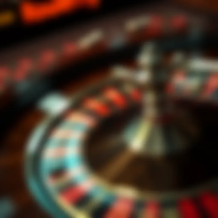 Overview of roulette wheel showing numbers and layout