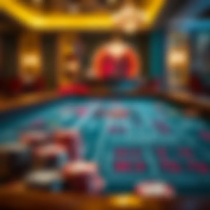 Craps betting layout with chips