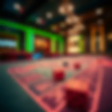 Craps table with vibrant colors and dice