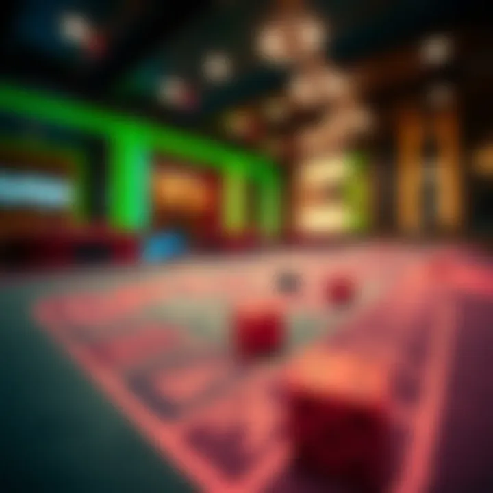 Craps table with vibrant colors and dice