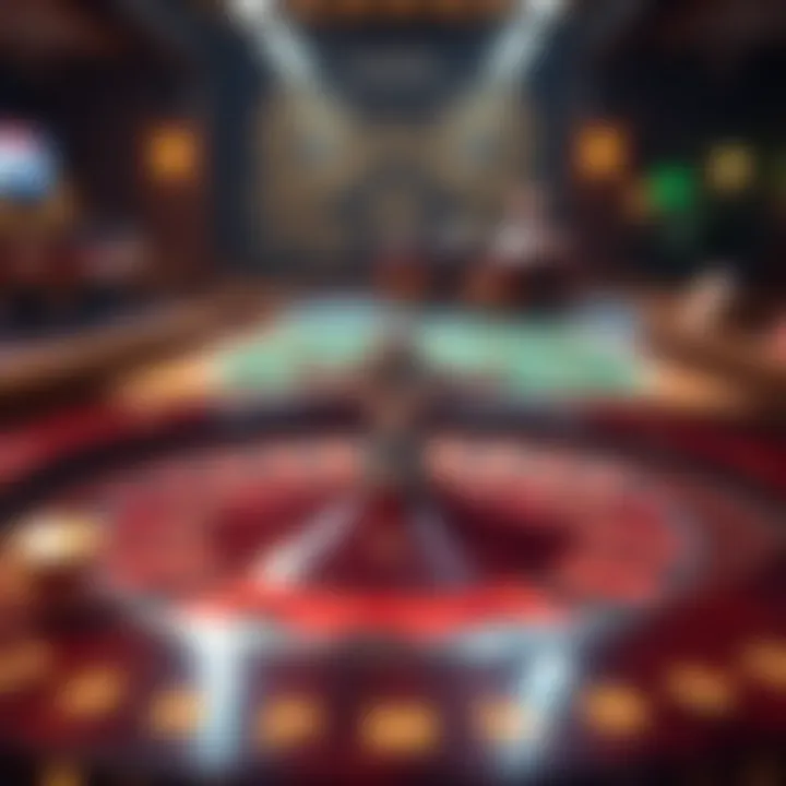 Illustration of a digital roulette table with cryptocurrency symbols