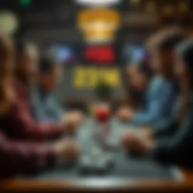 A group of friends enjoying a lively dice game night