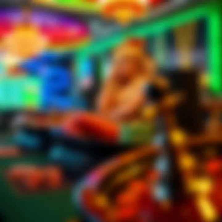 A visual representation of different online casino games like slots, poker, and roulette