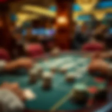 Strategic card game setup at a casino table