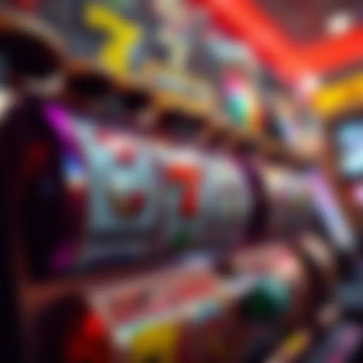 An array of colorful slot game symbols and icons