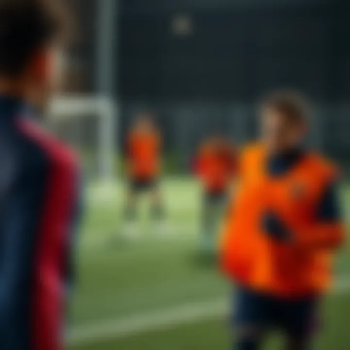 Players undergoing fitness drills on the training ground
