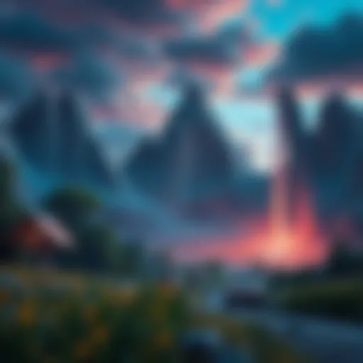 A captivating landscape from a video game showcasing vibrant colors and detailed environment