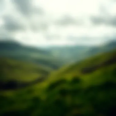 Traditional Irish landscape featuring rolling green hills