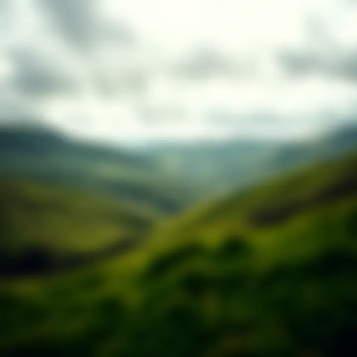 Traditional Irish landscape featuring rolling green hills