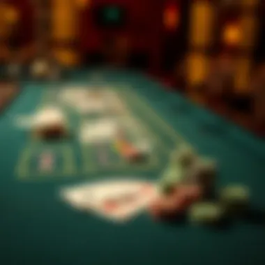 Elegant baccarat table setting with cards and chips