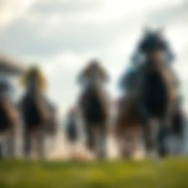 A dynamic racecourse scene showcasing the thrill of horse racing