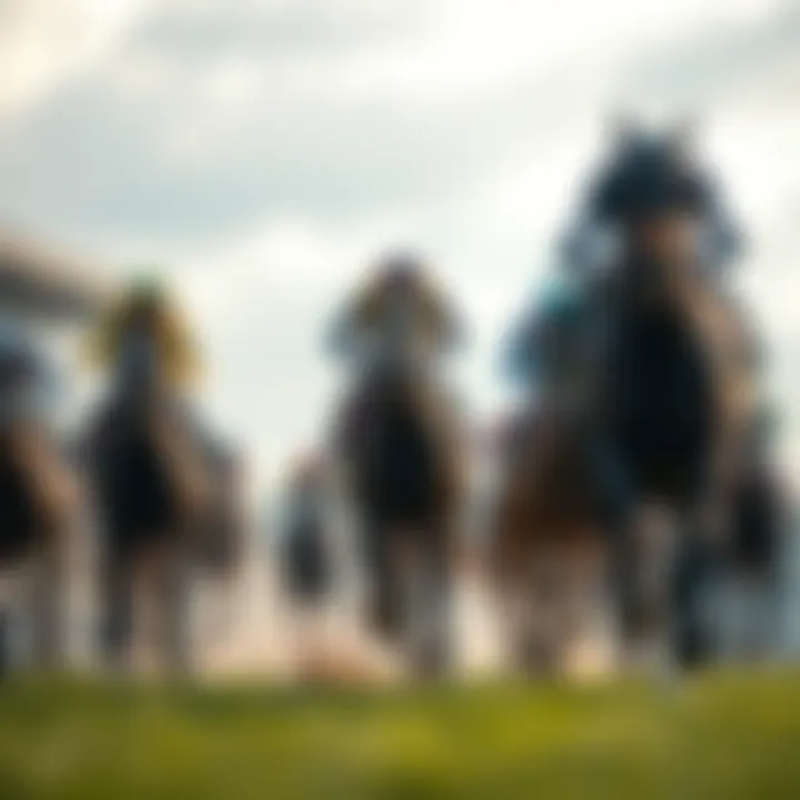 A dynamic racecourse scene showcasing the thrill of horse racing