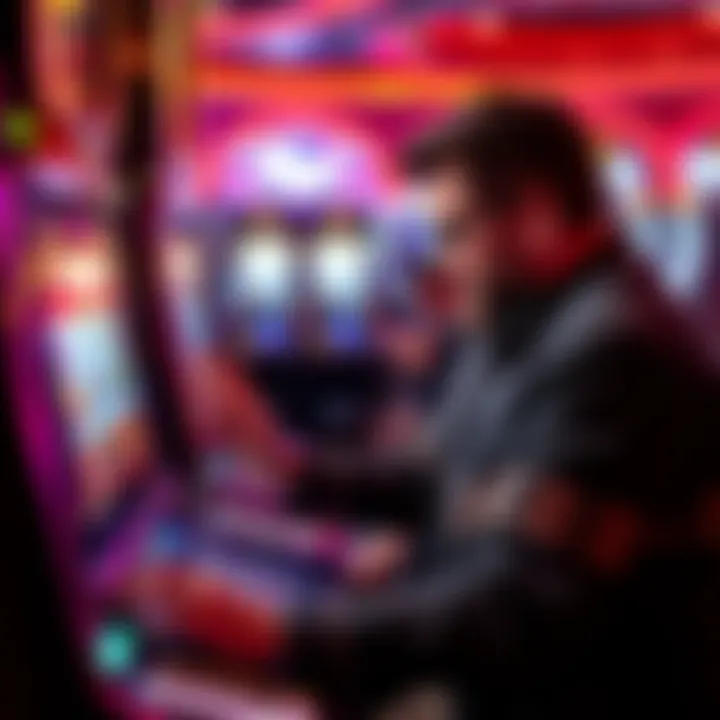 Illustration of a player strategically analyzing slot game mechanics