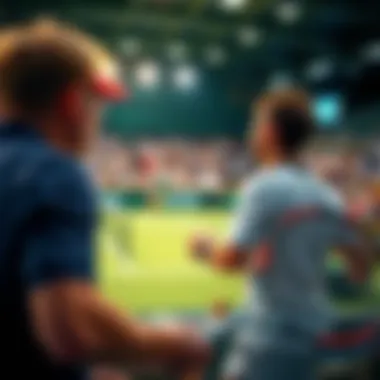 A vibrant tennis match in full swing, showcasing the excitement of live streaming